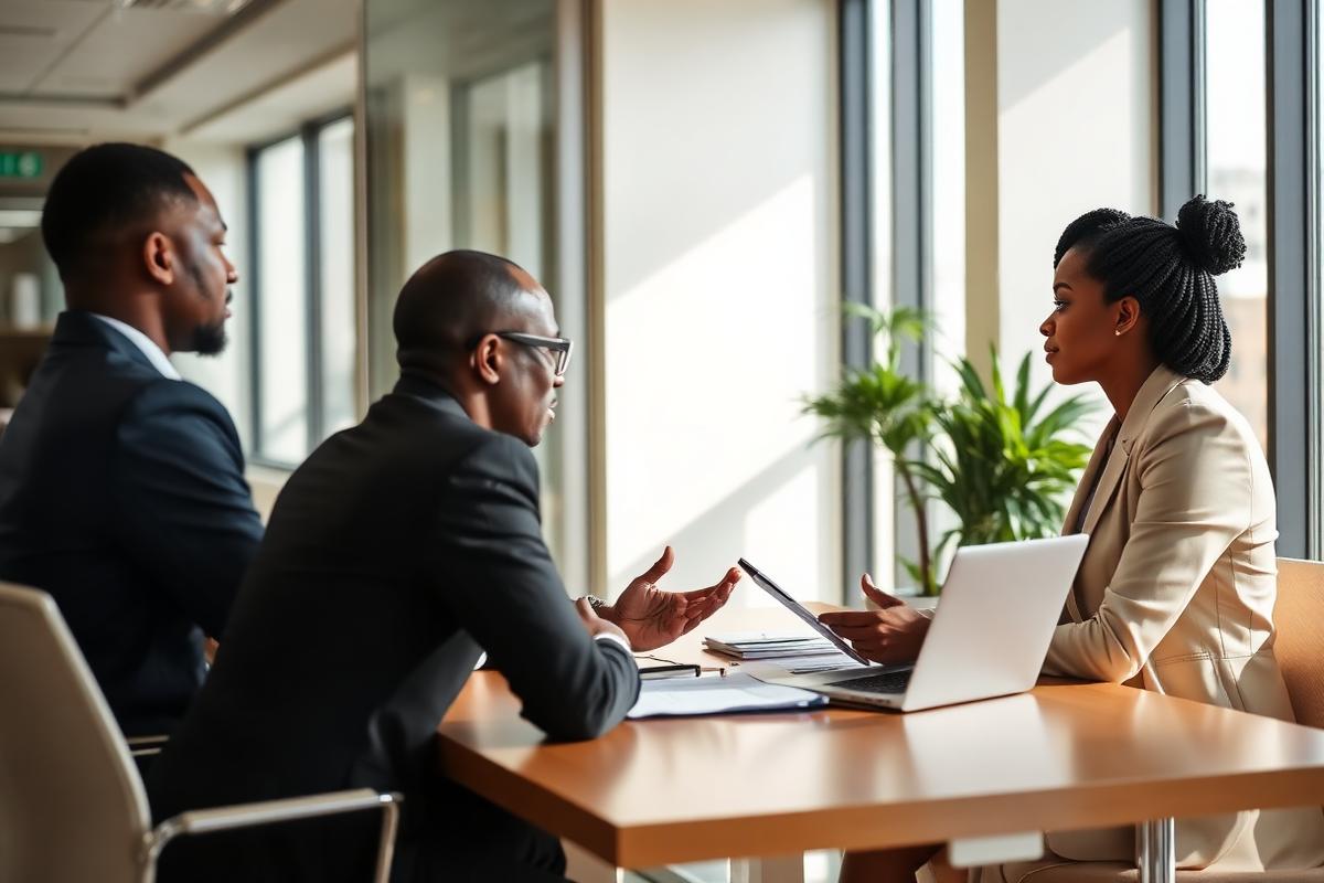 Job seeker attending an interview with recruitment consultants in a Lagos office